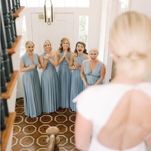 Twobirds Classic Ballgown Bridesmaid Dress in Dusty Blue